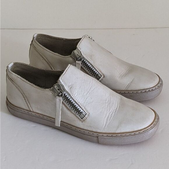 Diesel Cream Vintage Washed Leather Sneakers Women's 37 - Picture 2 of 10